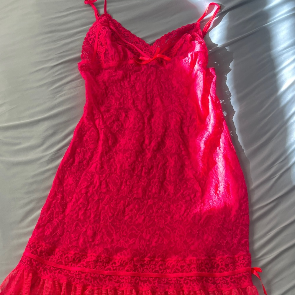 Victoria's Secret Vibrant Pink Lace Chemise